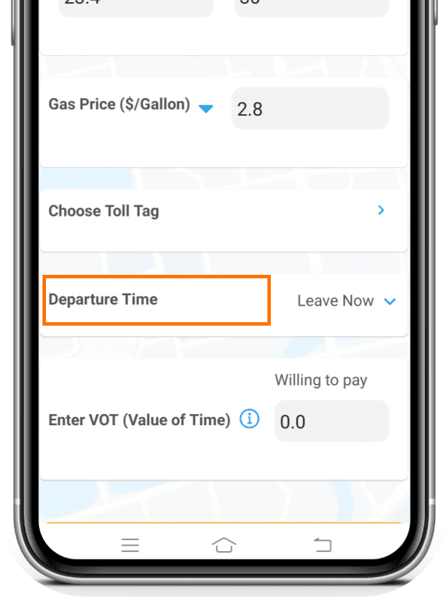 Departure Time option for scheduling a trip