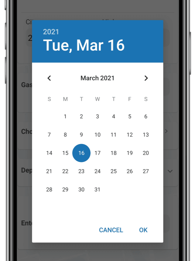 Departure time example showing toll rates across time zones
