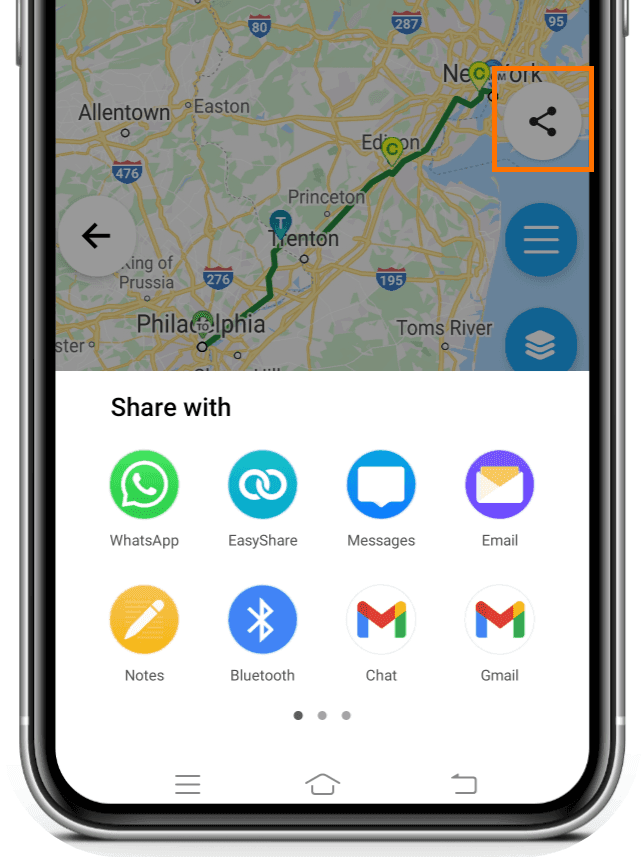 Share results option for sending trip details as a web link